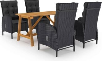 vidaXL Juego De Comedor De Jard&iacute;n De 5 Piezas Negro Vidaxl