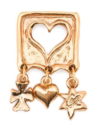 Christian Lacroix 2000s heart charms brooch - Gold