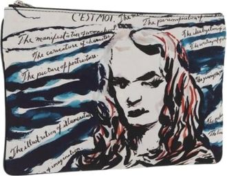 Dior Pre-owned Clutches, female, Blue, Size: ONE SIZE Pre-owned Nylon Clutch Bag