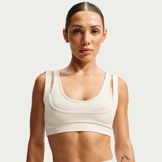 Nike Womens SKIMS Matte Double-Strap Scoop Bra in White | IR5026-108