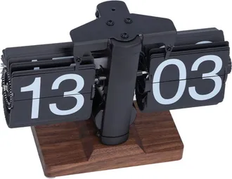 OEM Reloj Retro De Solapa, Elegante Estilo Minimalista, Peque&ntilde;a Escala De 24 Horas, Rotaci&oacute;n Autom&aacute;tica De P&aacute;gina, Estante Mec&aacute;nico Negro