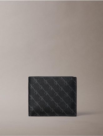 Calvin Klein Mens Textured Monogram ID Wallet - Black