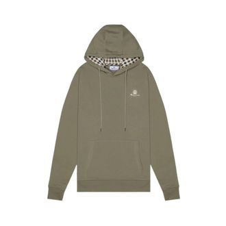 Aquascutum Hoodies & sweatvesten, Heren, Groen, 2Xl, Katoen, Club Check Lined Pullover Hoodie