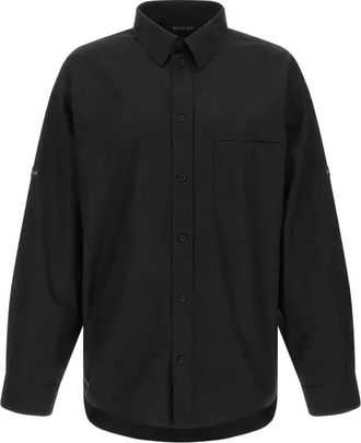 Balenciaga Heren, Overhemden, Zwart, Maat: M Zijde