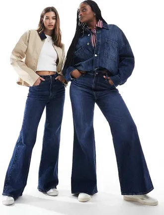 Levi's ribcage bells high rise flare jeans in mid blue