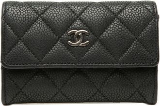 Chanel Matelasse Black Grained Calfskin Coin Purse/Coin Case (Pre-Owned)