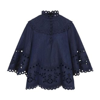Zimmermann Top Mahon in denim broderie - - Blouses & Shirts - Donna - Blu - M