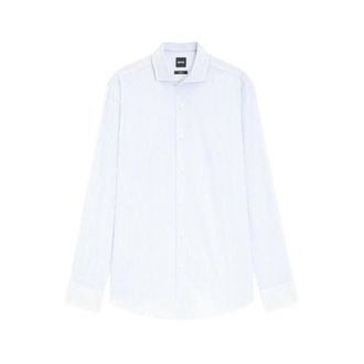 HUGO BOSS Slim-fit Gestreept Overhemd - Heren - Zakelijke Overhemden - Blauw - XS - Katoen - Overhemden