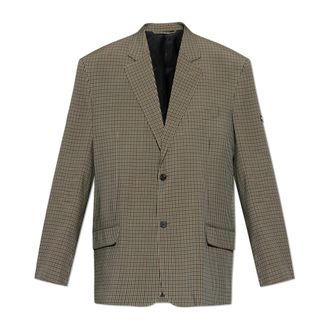 Balenciaga Checked Pattern Blazer - male - Balenciaga - Blazers - Brown - M - Jackets