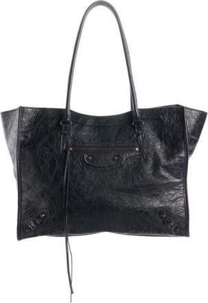 Balenciaga Medium Le City Leather Tote in 1000 Black at Nordstrom