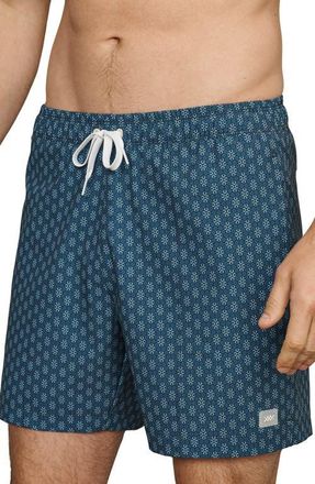 Rhone 5.5-Inch Water Repellent Swim Trunks in Ash Blue/Belize Blue Geo at Nordstrom, Size Xx-Large
