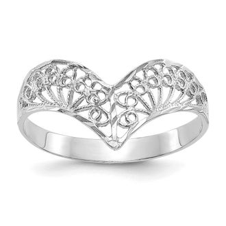 Diamond2Deal 14k White Gold Diamond-Cut Filigree Ring