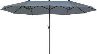 Beliani Sombrilla De Jard&iacute;n Tela Gris Oscuro Aluminio 247 Cm Poste De Metal Sibilla