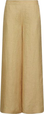 Marella Neutral Mllottelia Wide-Leg High Linen Pants