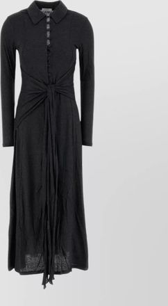 Ganni jersey shirt dress long sleeves tie waist