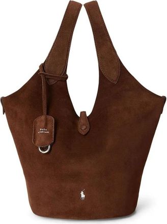 Polo Ralph Lauren Borsa Tote in Pelle Scamosciata - - Bags - Donna - Marrone - ONE SIZE
