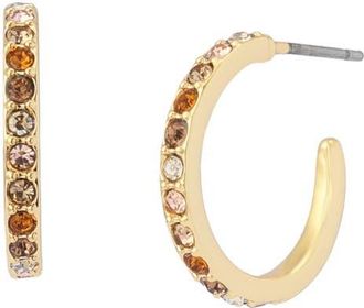 Kurt Geiger Small Pav&eacute; Huggie Hoop Earrings in Gold/Neutral at Nordstrom