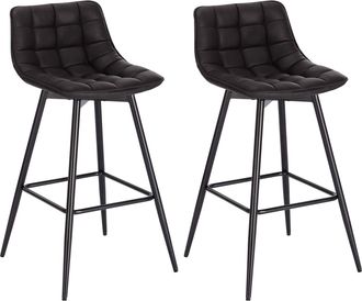 Woltu Woltu - 2x Taburete De Bar Con Respaldo Paquete De 2 Marco De Metal Muebles Cocina Asiento De Cuero Sint&eacute;tico Taburete Alto Cocina Sillas Alta Bar Coc
