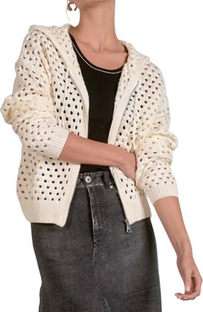 Elan Hooded Zip Cardigan In White
