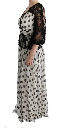 Dolce & Gabbana Womens Polka-Dot Silk Dress White Cotton Viscose