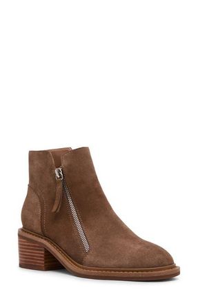Blondo Lilani Waterproof Block Heel Bootie in Taupe Suede at Nordstrom, Size 9.5