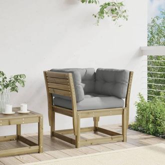 Berkfield Home Garden Sofa Armrest with Cushions Impregnated Wood Pine in Brown