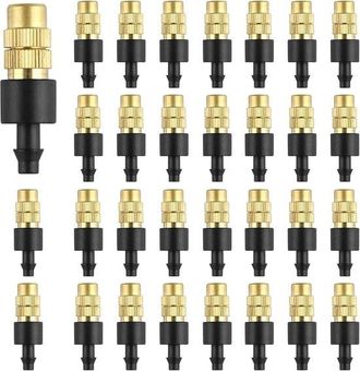 OEM Kit De Riego Por Goteo Con Aspersores (paquete De 30): Boquillas De Nebulizaci&oacute;n De Cobre Ajustables (4/7 Mm), Versi&oacute;n Corta