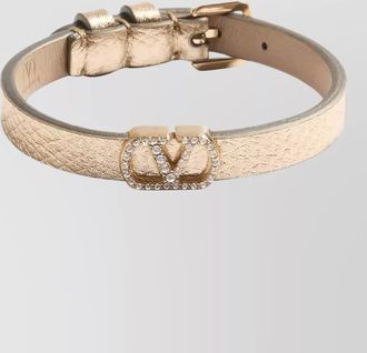 Valentino Garavani leather crystal-embellished bracelet