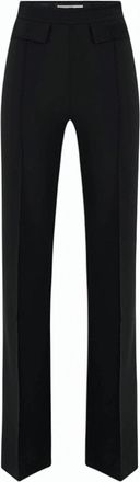 Elisabetta Franchi Double Stretch Crepe Embroidered Logo Trousers