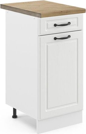 Vicco Mueble bajo de cocina R-Line, Blanco casa de campo, 40 cm, et Roble