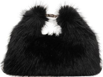 Generic Women Faux Fur Shoulder Bag Soft Plush Fluffy Crossbody Bag Adjustable Strap Solid Color Hobo Bag for Travel Party (Black)