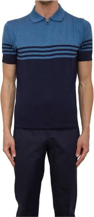 Corneliani Tops, Heren, Blauw, L, Katoen, Klassieke Polo Shirt voor Mannen