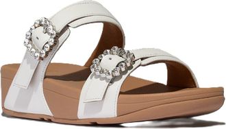 FitFlop Lulu Crystal Buckle Slides in Urban White at Nordstrom, Size 11