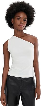 Norma Kamali One Shoulder Top Womens Clothing Snow White : 2XS (Womens 0), Polyester/Spandex