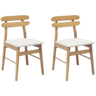 vidaXL Dining Chair 2 pcs Natural and Light Solid Rubber Wood vidaXL