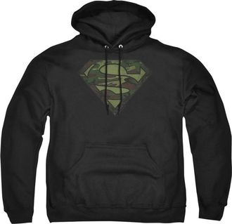 Gildan Superman Camo Logo Distressed Adult Pull Over Hoodie / Hooded Sweatshirt
