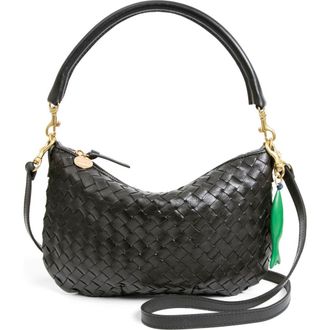 Clare Vivier Medium Petit Moyen Woven Leather Messenger Bag in Black at Nordstrom