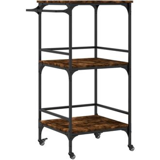 vidaXL Carrito De Cocina Madera Ingenier&iacute;a Roble Ahumado 60,5x50x105cm Vidaxl