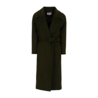 Stella McCartney Stella McCartney, Belted Coats, female, Green, Size: XS Belted Double-Breasted Wool Coat