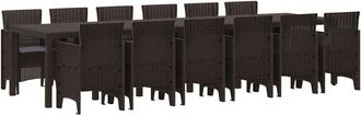 vidaXL Conjunto De Comedor De Jard&iacute;n 13 Pcs Marr&oacute;n Ratan Polt Vidaxl