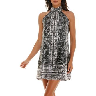 Socialite Paisley Shift Minidress in Black/White at Nordstrom Rack, Size X-Large