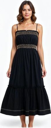 Exquise Bertille Spaghetti Strap Midi Dress in Black at Nordstrom, Size Small