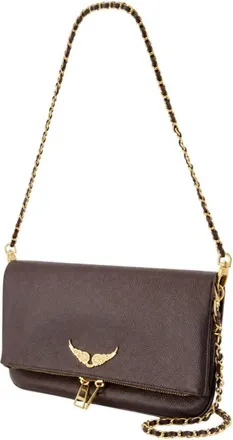 Zadig&Voltaire Womens Rock Grained Crossbody - Zadig & Voltaire Leather Brown Cowhide Bags Crossbodies