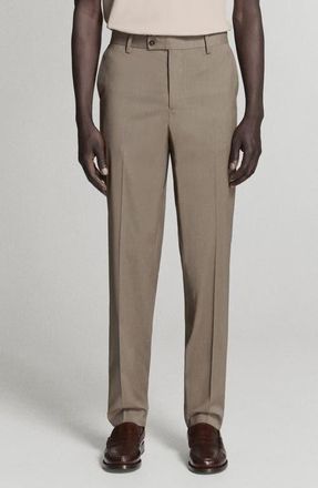 Mango Milan Slim Fit Suit Pants in Medium Brown at Nordstrom, Size 34