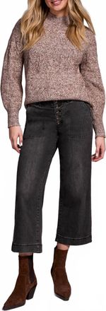 Tribal Sophia Wide Crop Jeans In Black