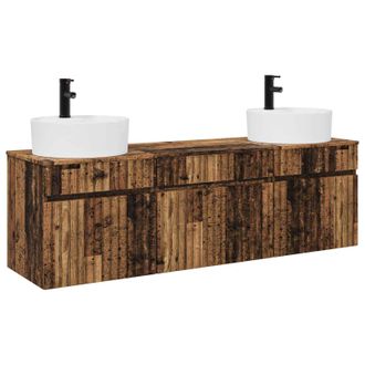 vidaXL Juego De Muebles De Ba&ntilde;o 3 Uds. Madera Envejecida Vidaxl