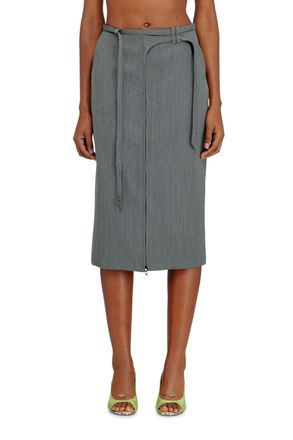 Diesel Tailored midi pencil skirt with biker straps - Skirts - Woman - Grey