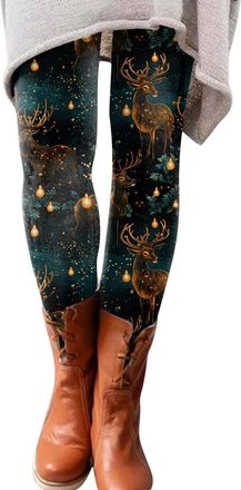 Generic Nidddiv Christmas Bottoms High Waist Slim Trousers Yoga Pants Stretchy Leggings for Women UK Casual Winter Thermal Skinny Sweatpants Fitness Leggings 