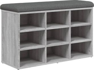 vidaXL Banco Zapatero Madera De Ingenier&iacute;a Gris Sonoma 82x32x50 Cm Vidaxl