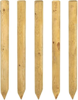 vidaXL Postes De Valla 5 Uds. Marr&oacute;n 100 Cm Madera De Pino Maciza Vidaxl